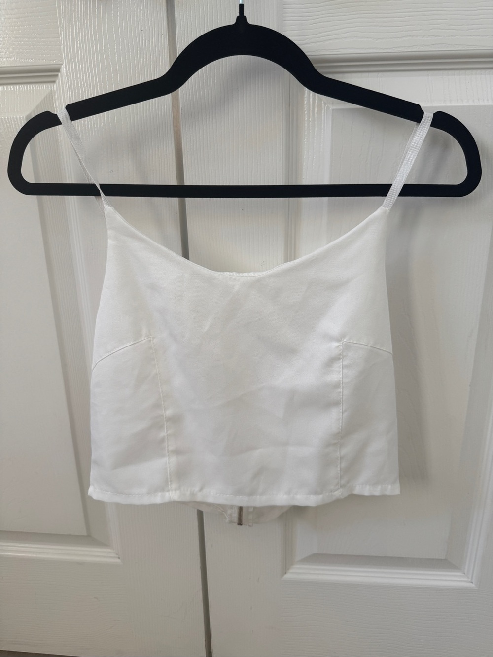 White Slim-Strap Cropped Cami Top